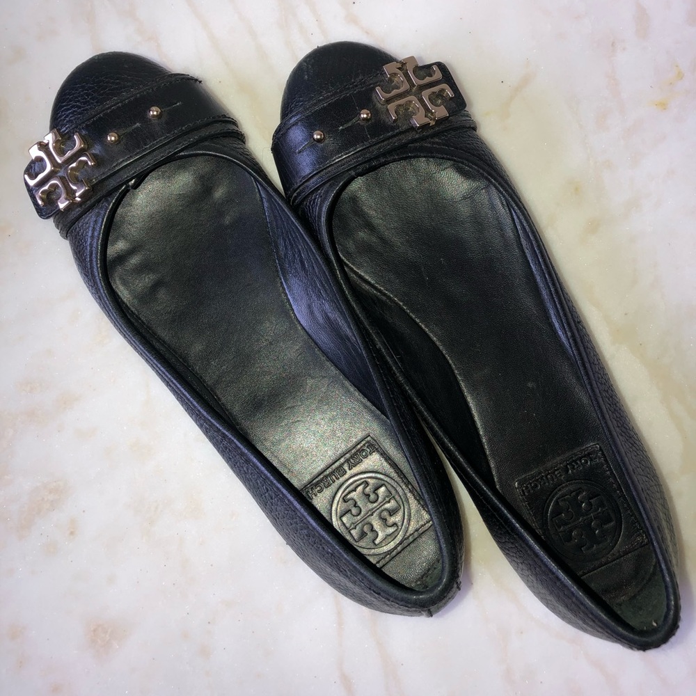 Tory Burch Elina Ballet Flats - Black Size 7.5